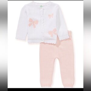 Little Me Baby Girls Long-Sleeve Bow-Adorned Cardigan &  Leggings Set, 9 Months